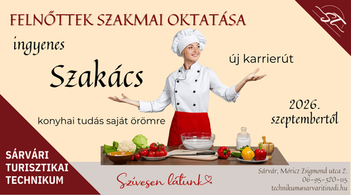 Szakácsképzés indul Sárváron! 🍳